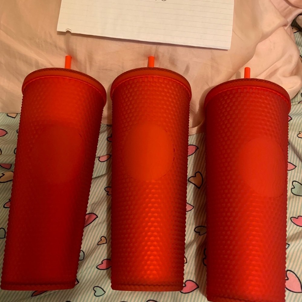 ONE Studded Red Matte Starbucks Tumbler